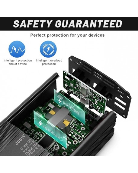 BESTEK 300W Power Inverter DC 12V to 110V AC with 4.2A Dual USB Ports and 2 AC Outlets Adapter (Black)